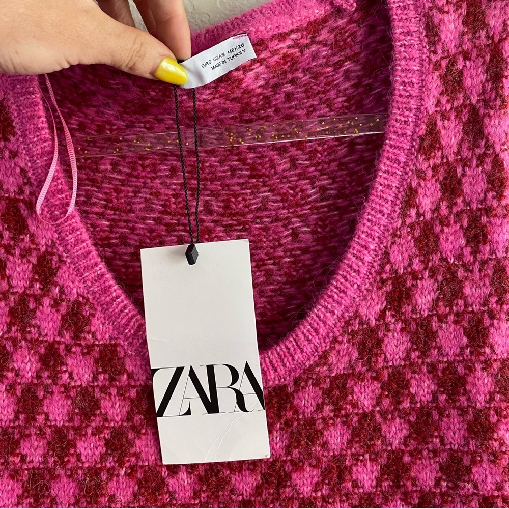 ZARA Women | Pink | PLAID KNIT DRESS - Picture 10 of 13